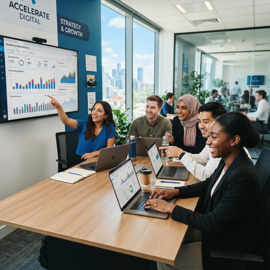 Fortune Capital digital marketing team collaborating in the office